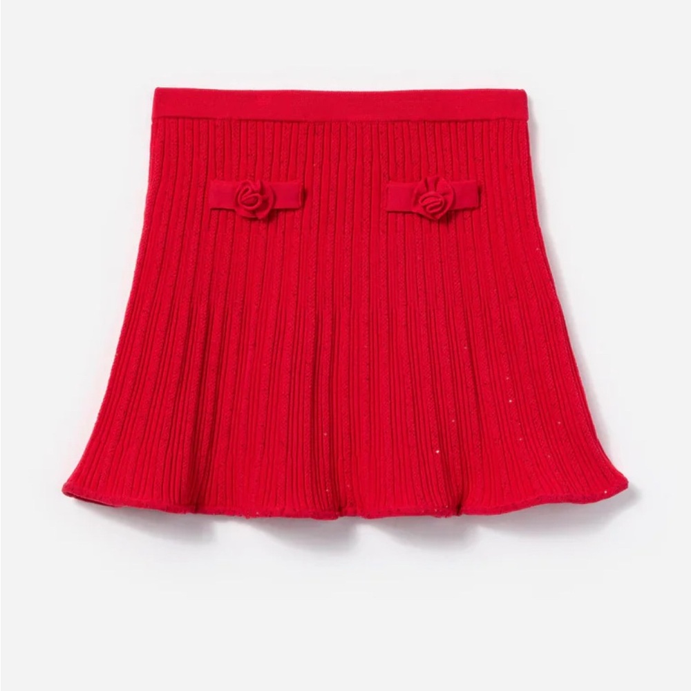 Self Portrait Kids BNWT Red Ribbed Skirt Size 10-12